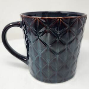2009 Starbucks Bone China Mug Diamond Embossed Purple Brown Glossy Collectible